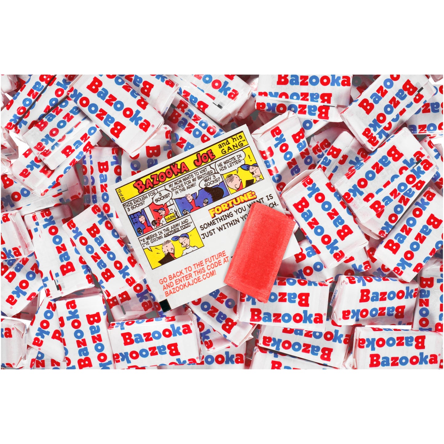 Bazooka Bubble Gum Valentines Day 225 Count Individually Wrapped Pink Chewing Gum in Original Flavor - Bulk Bubble Gum Tub - Fu