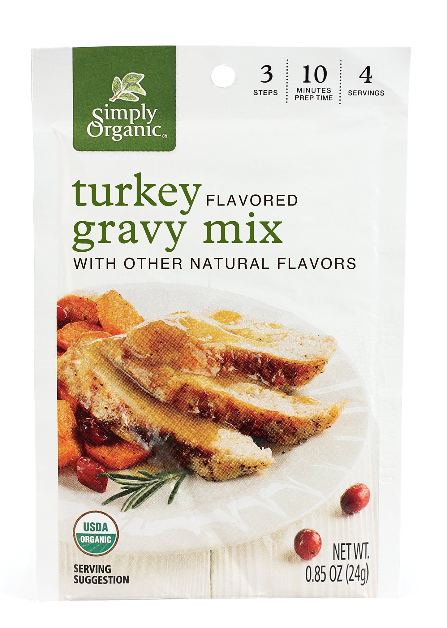 Simply Organic Roasted Turkey Flavored Gravy Mix, 0.85 Ounce 12-Pack, Cert. Organic, Gluten-Free, Kosher, Rich Turkey Gravy