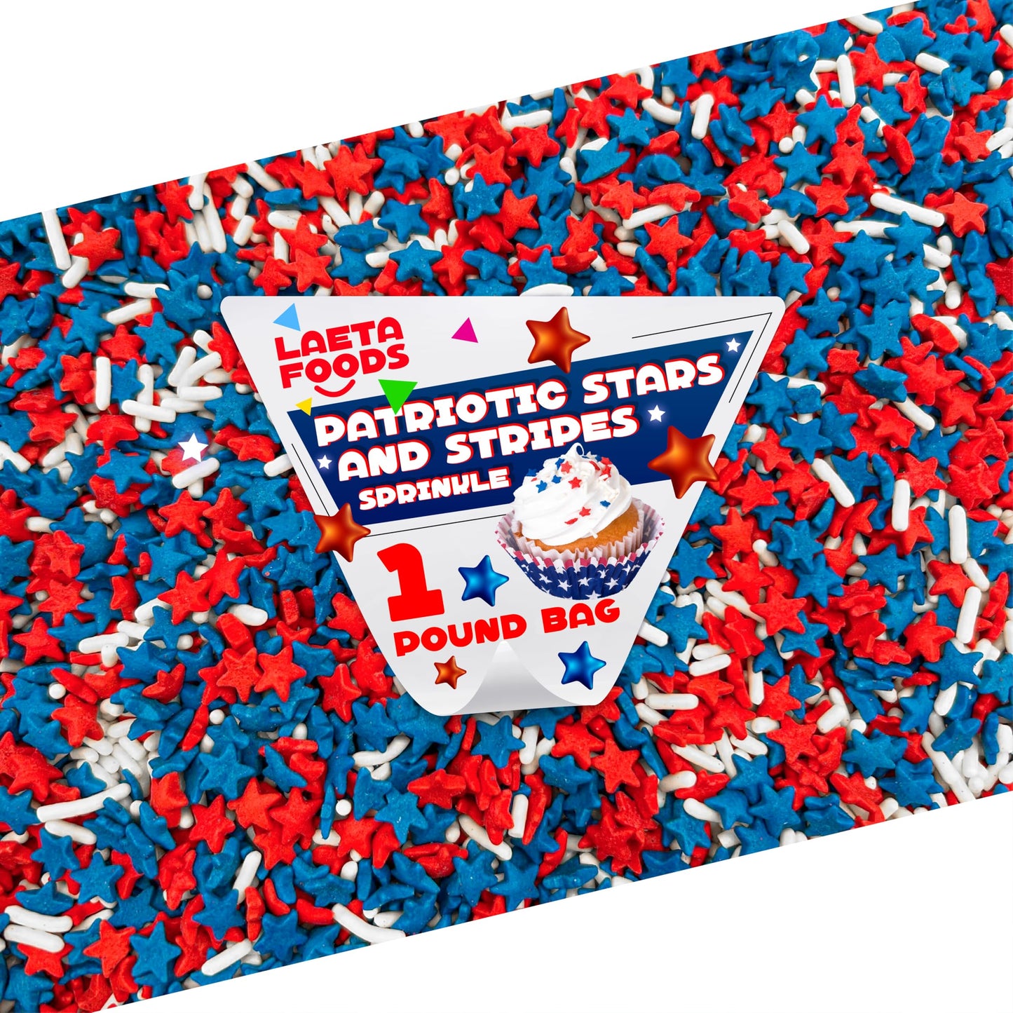 Red White and Blue Sprinkles | 1 Pound Bag | Patriotic Stars and Stripes Sprinkles for 4th of July Desserts, Cupcakes, Cookies, 