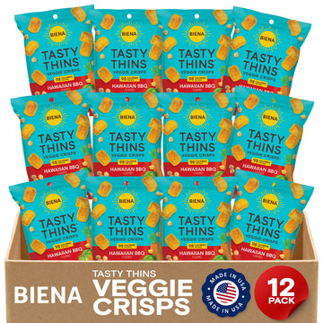 Biena Tasty Thins Veggie Crisps - Hawaiian Bbq, 0.75 Ounce (Pack Of 12) - Chickpeas & Veggies, Vegan, Gluten Free, Dairy-Free, N
