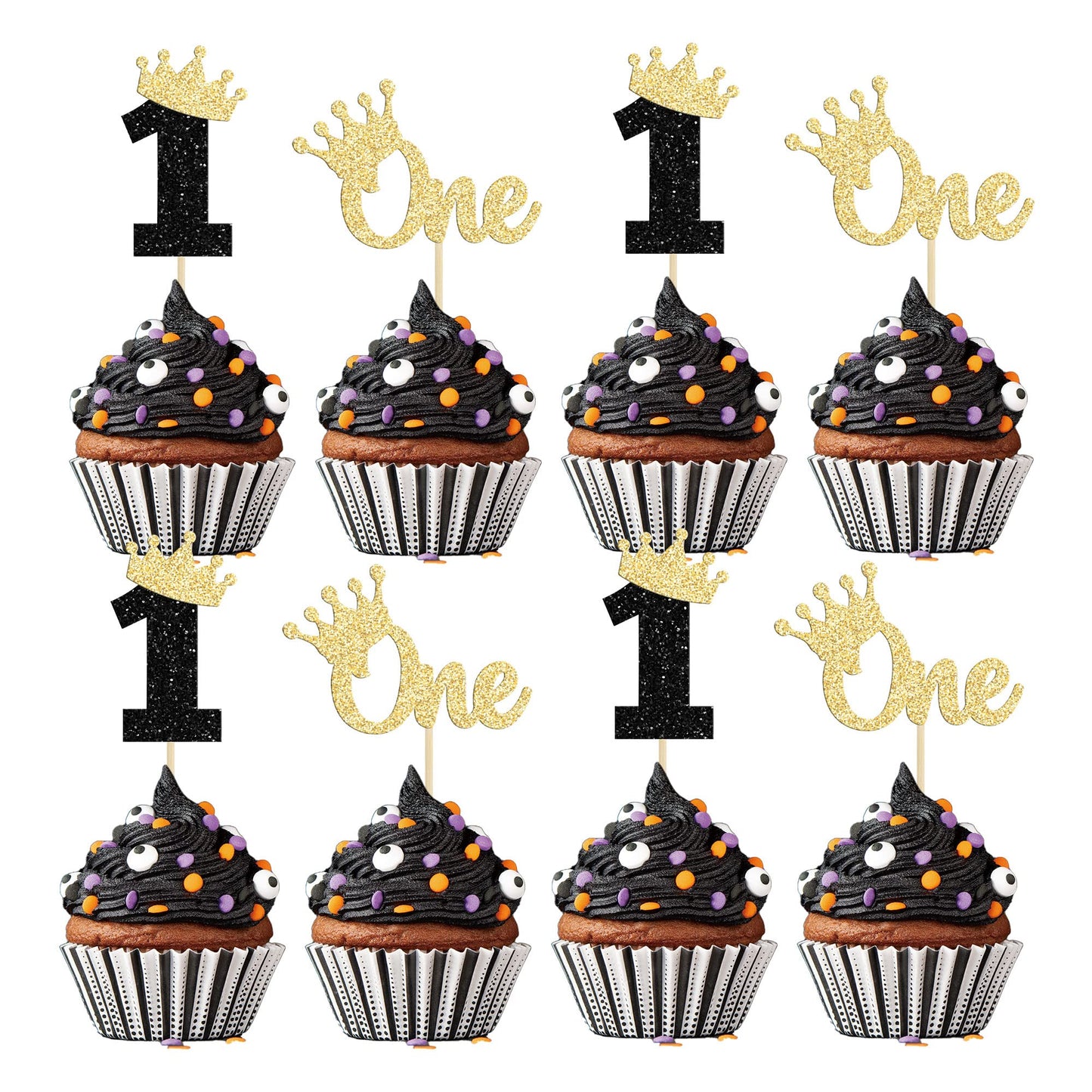 24Pcs One Wild Cupcake Toppers Glitter Crown 1St Birthday Cupcake Picks For Celebrating Kids First Birthday Anniversary Boho The