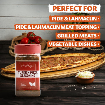 Eastanbul Pizza Seasoning, 5.3Oz Turkish Pizza Seasoning Spice Blend Turkish Pizza Aka Pide, Lahmacun Spice Mix Vegan-Friendly,