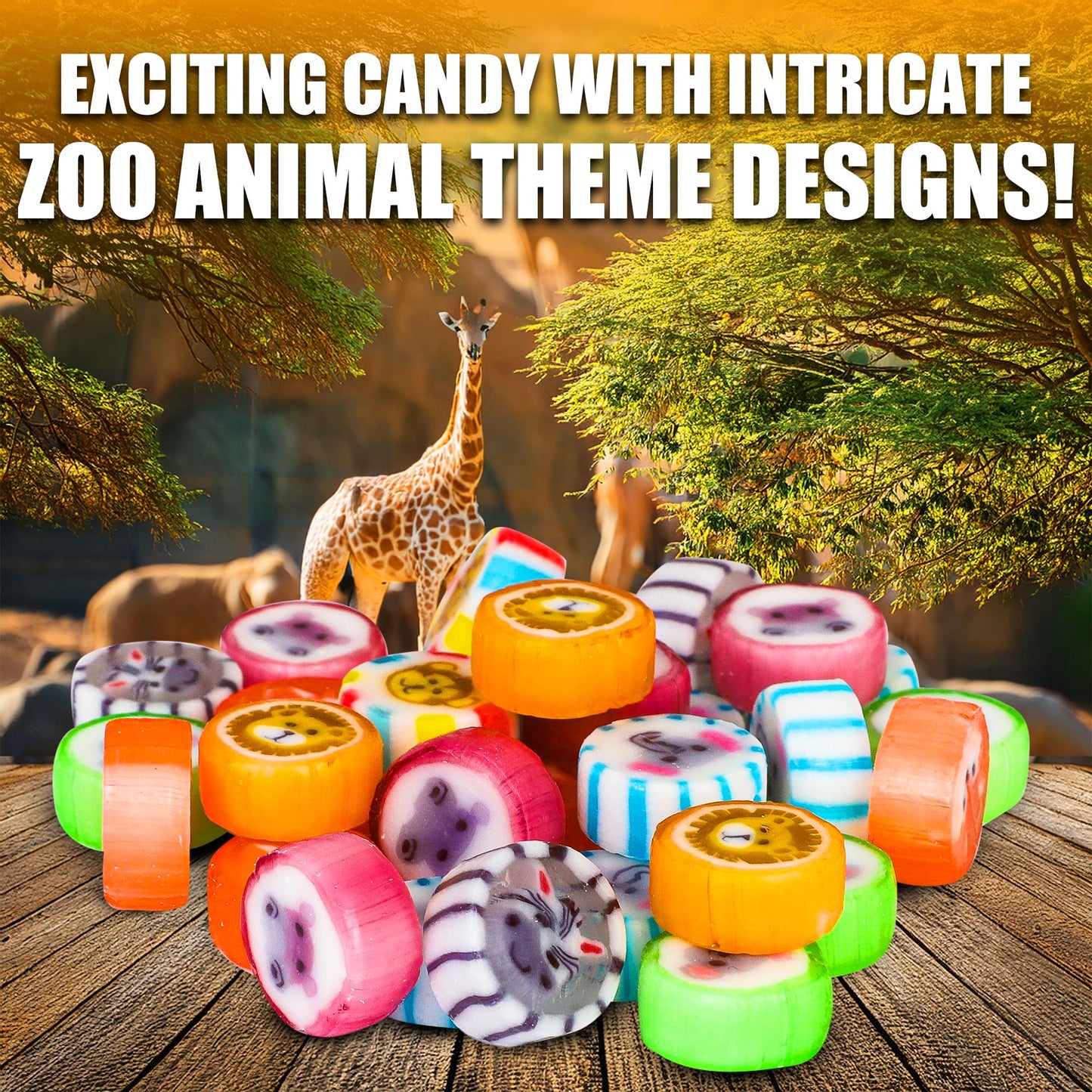 Animal Candy - Hard Candy Bulk 1 Lb Bag Of Individually Wrapped Small Hard Candies Assortment - Great For Office Candy - Safari