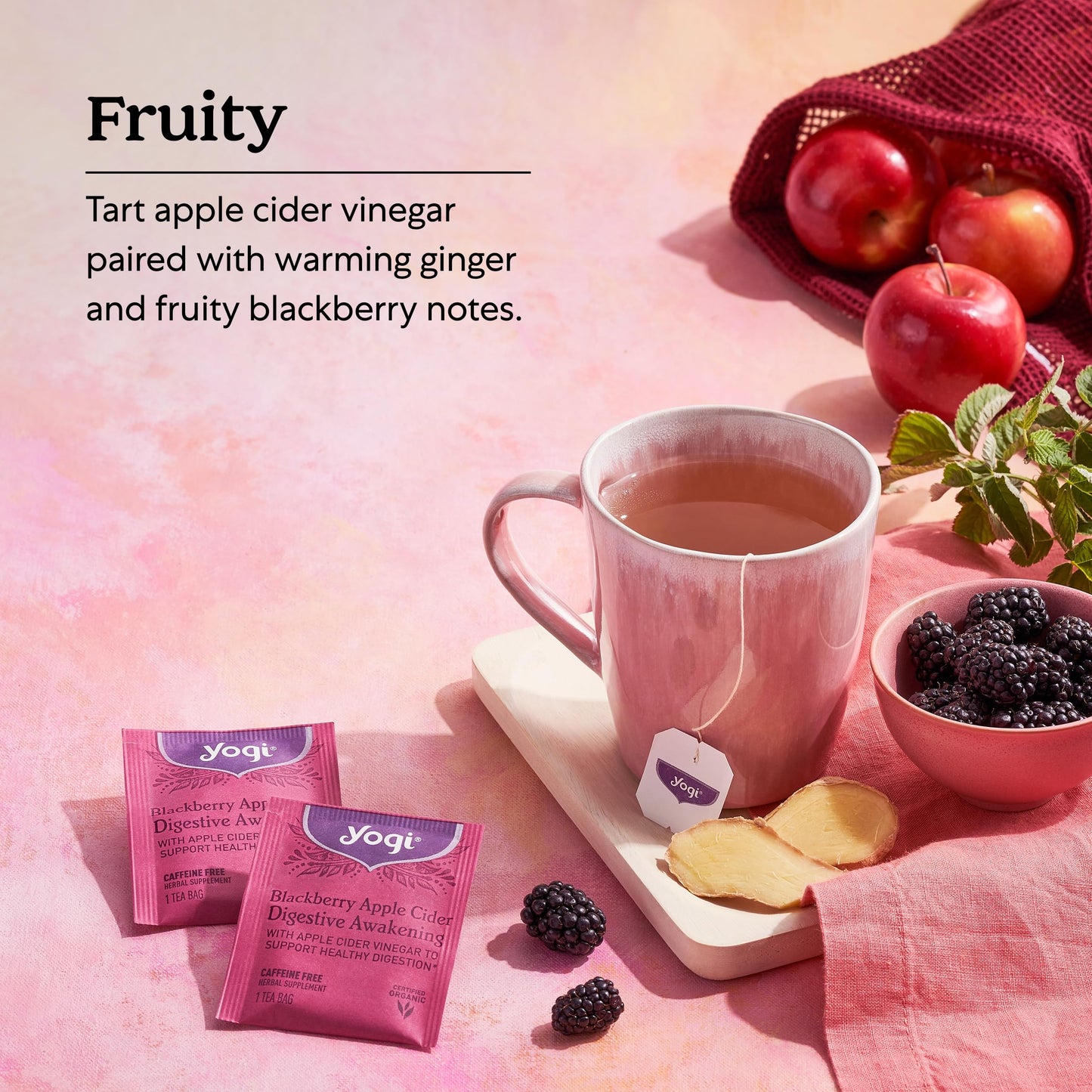 Yogi Tea Blackberry Apple Cider Digestive Awakening Tea - Organic - 16 Bags per Pack (6 Packs)