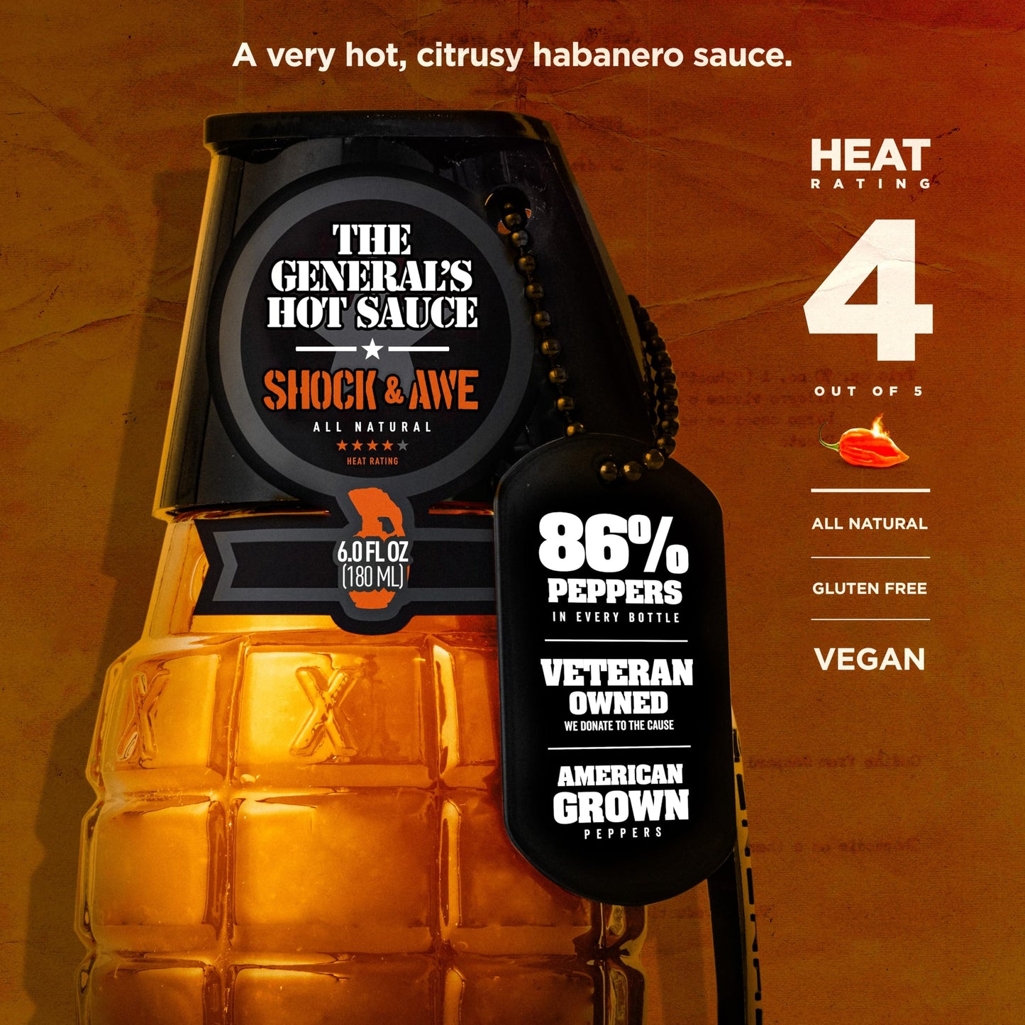 The General’S Scorched Earth Hot Sauce Gift Set - Our Hottest   Hot Sauce Variety Pack With Carolina Reaper, Habanero & Cayenne - All-Natural, Spicy Sauce Collection - American Grown, Veteran-Owned, 3-Pack (6Oz Bottles)