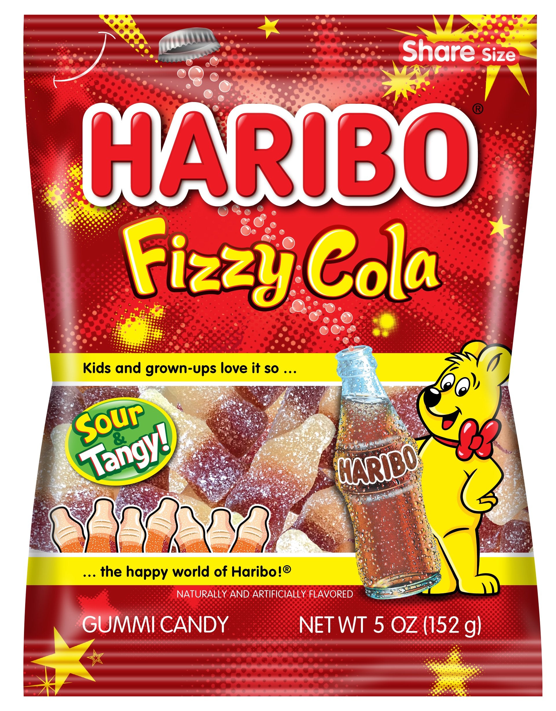 Haribo Gummi Candy, Fizzy Cola, 5 Oz. Bag (Pack Of 12)