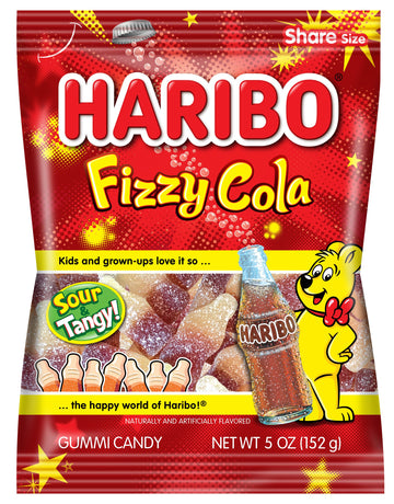 Haribo Gummi Candy, Fizzy Cola, 5 Oz. Bag (Pack Of 12)