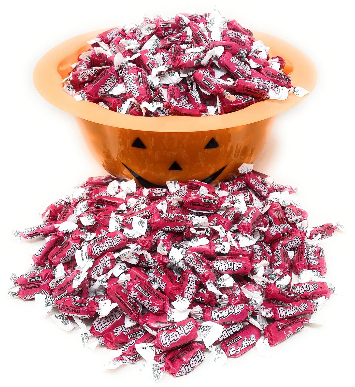 Bulk Strawberry Flavor Tootsie Roll Frooties Chewy American Taffies Candy Individually Wrapped In Resealable Assortit Bag 5 Lb 735+Pcs (80-Oz) - Made In Usa