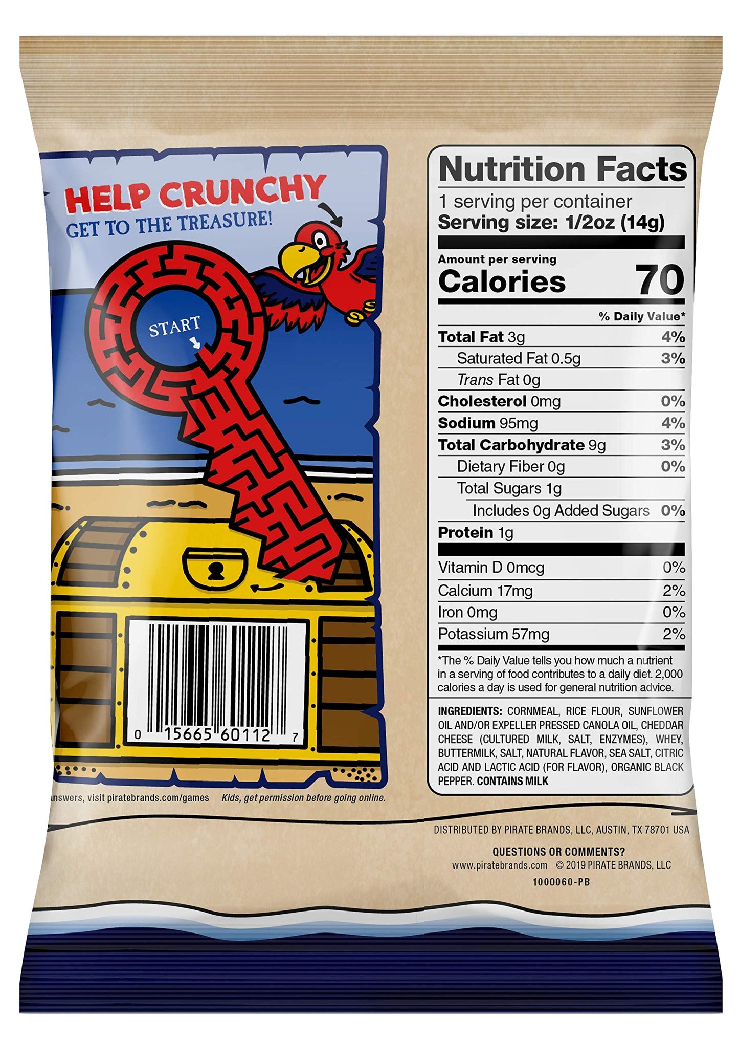 Pirate'S Booty Aged White Cheddar Cheese Puffs, 60Ct, 0.5Oz Individual Snack Size Bags, Gluten Free, Healthy Kids Snacks, 100 Ca