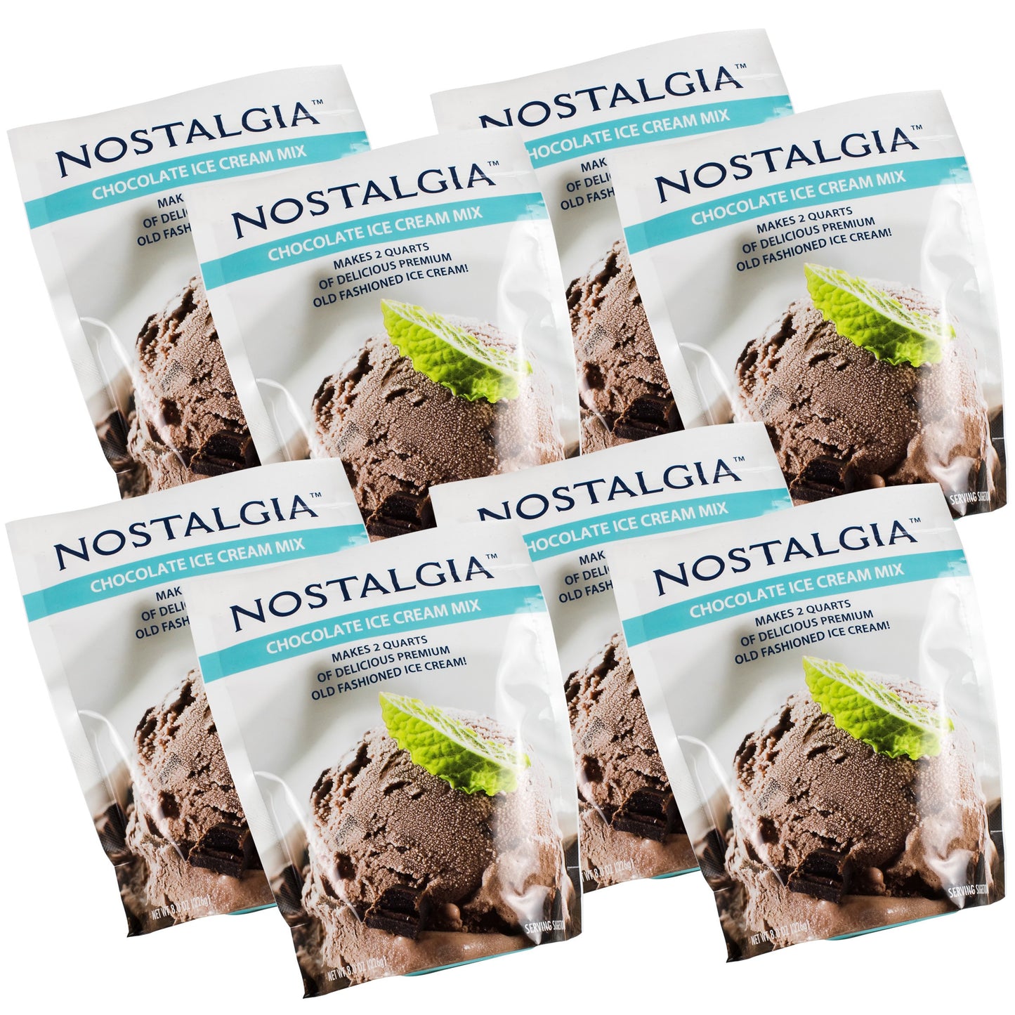 Nostalgia Icp825Choc8Pk Premium Chocolate Ice Cream Mix, 8 (8-Ounce) Packs, Makes 16 Quarts Total