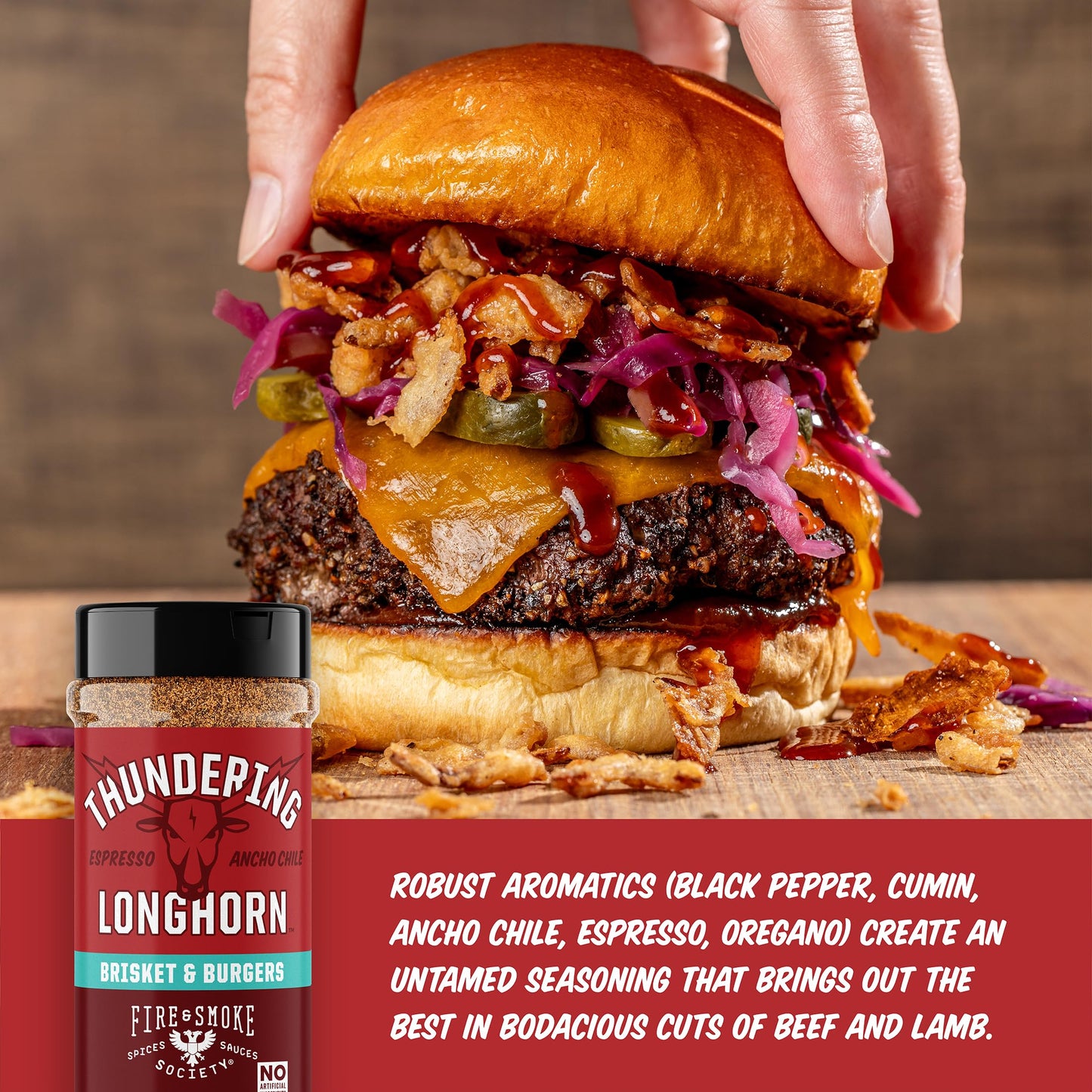 Fire & Smoke Society Thundering Longhorn Steak Seasoning BBQ Rub 12.5 oz (Pack of 2) for Grilling and smoky aroma Meat