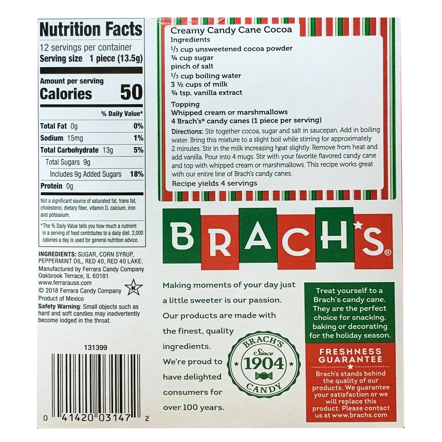 Brachs 12- 6Oz. Peppermint Candy Canes