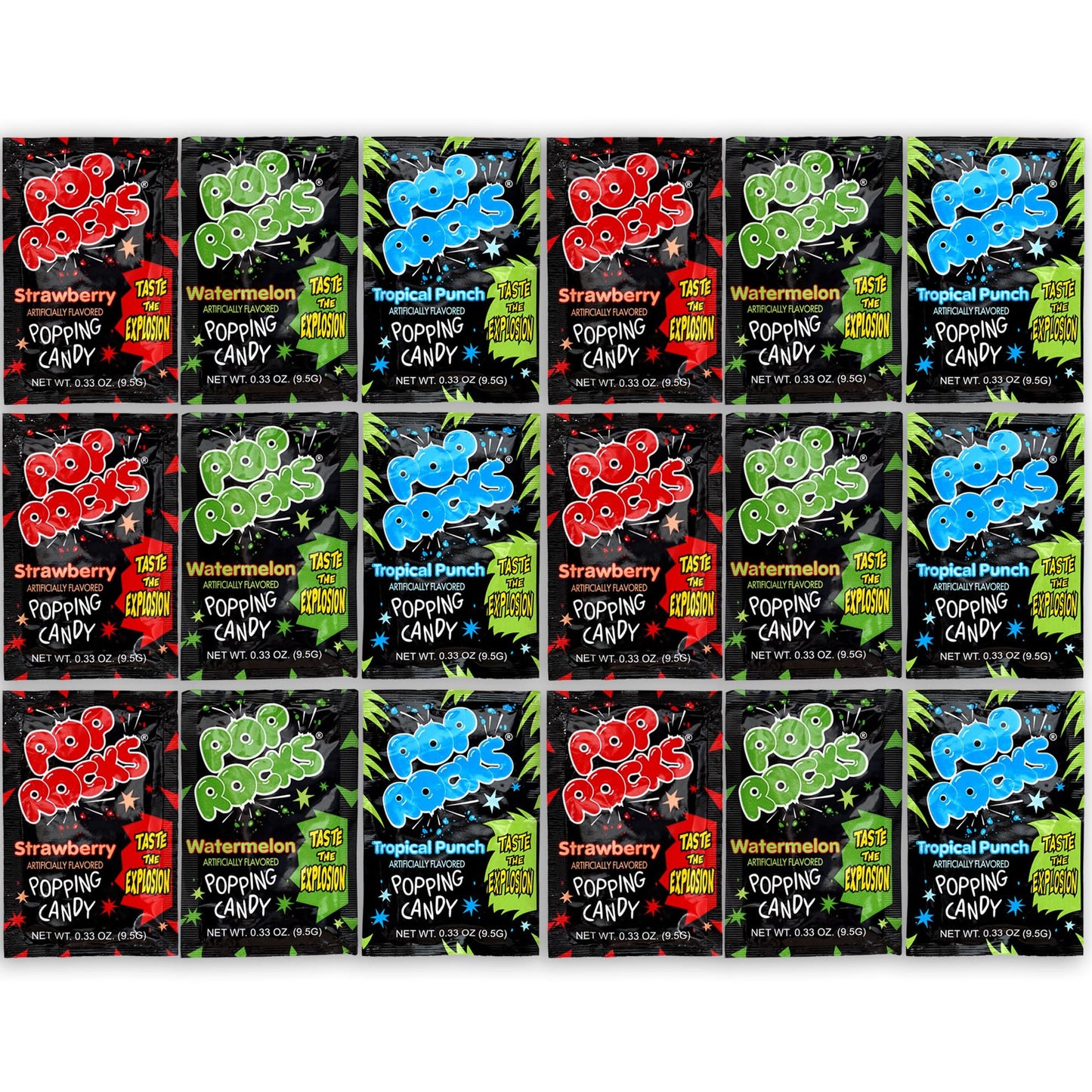 The Hampton Candy Company Pop Rocks Candy 18 Pack, 6 Flavors Of Each - Watermelon, Strawberry, Tropical Punch