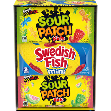 Sour Patch Kids And Swedish Fish Mini Soft & Chewy Candy Variety Pack, Christmas Candy Stocking Stuffers, 18 - 2 Oz Bags