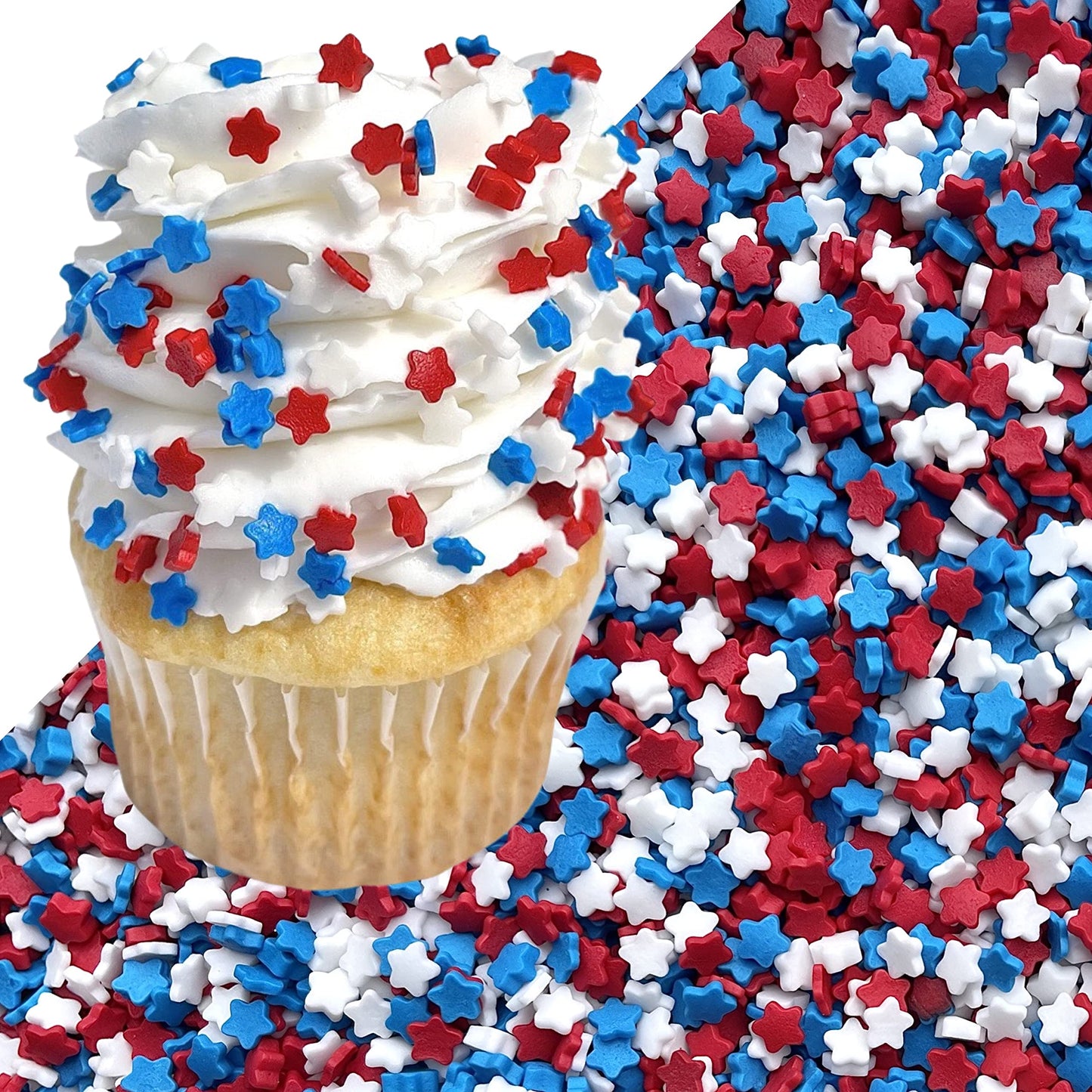 Manvscakes Colored Sugar Sprinkles, Patriotic Red White and Blue, 8 Ounce