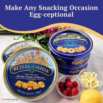 Royal Dansk Garden Cookie Collection & Danish Butter Cookies, 4-Pack, Includes Two 12 Oz And Two 10.6 Oz Tins