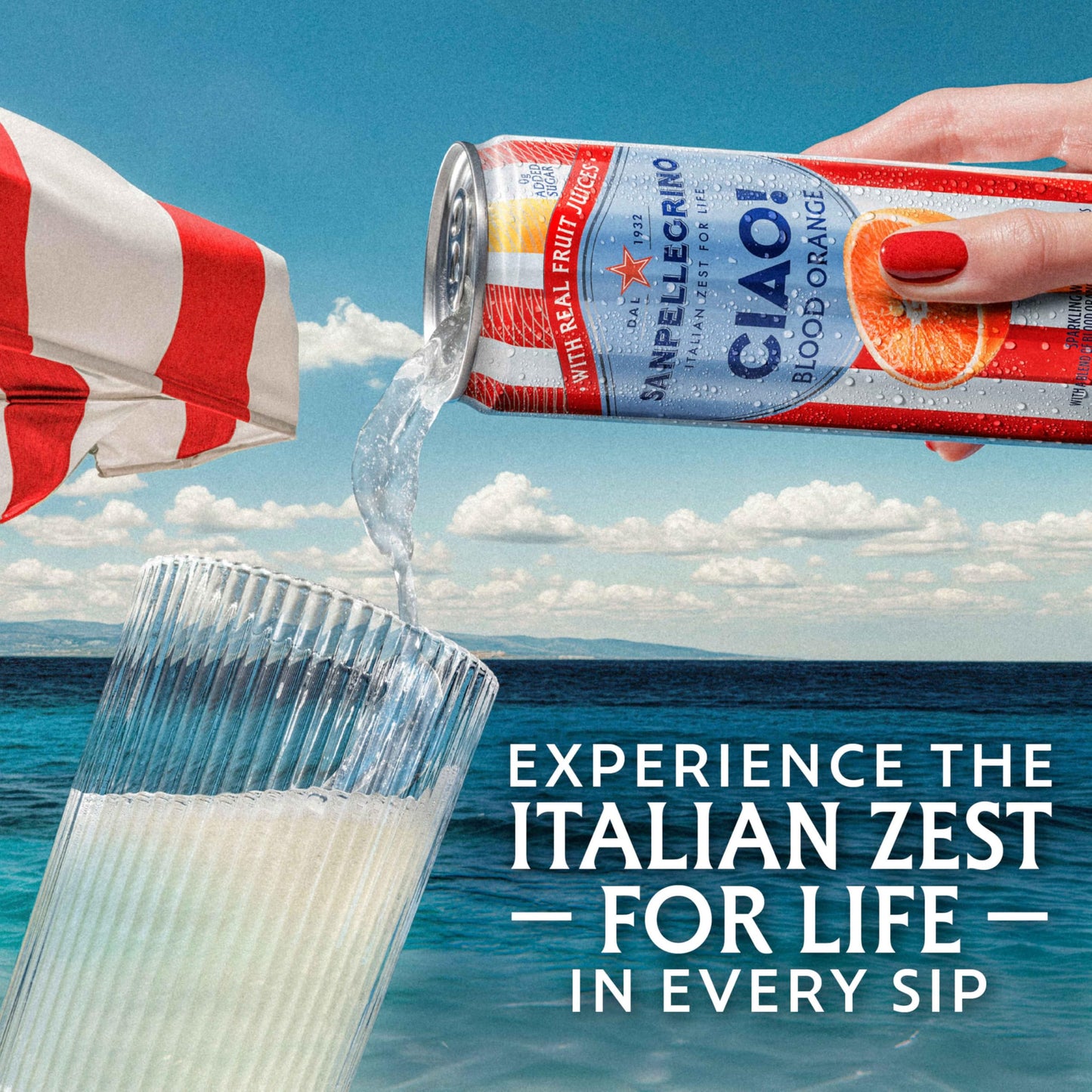Sanpellegrino CIAO Blood Orange Sparkling Water, Low-Calorie Italian Sparkling Water with Real Fruit Juices, 0g Added Sugar, 6-P