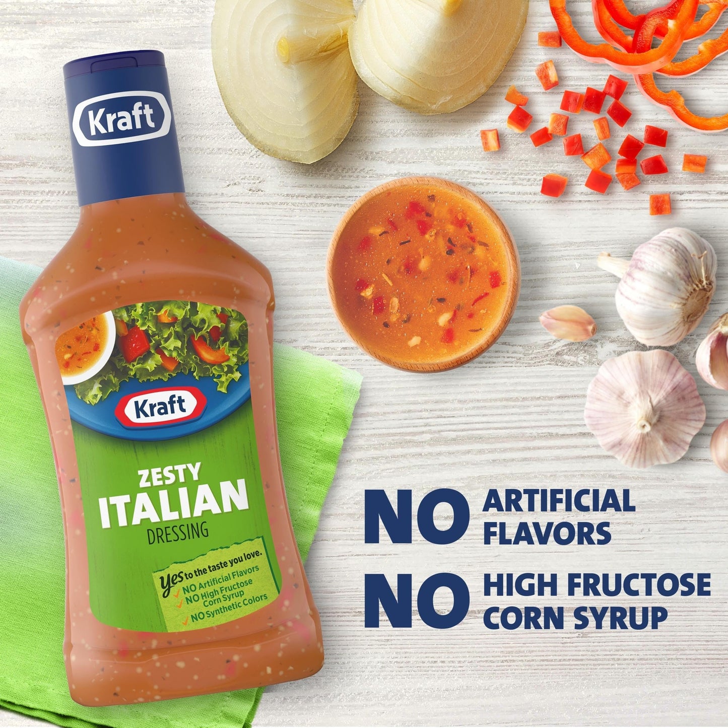 Kraft Zesty Italian Salad Dressing, 16 Fl Oz Bottle