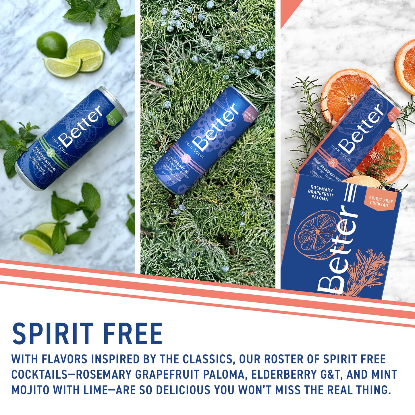 Better Than Booze Non-  ic Mocktails, 6 Pack -   -Free Drinks, 3 Varieties