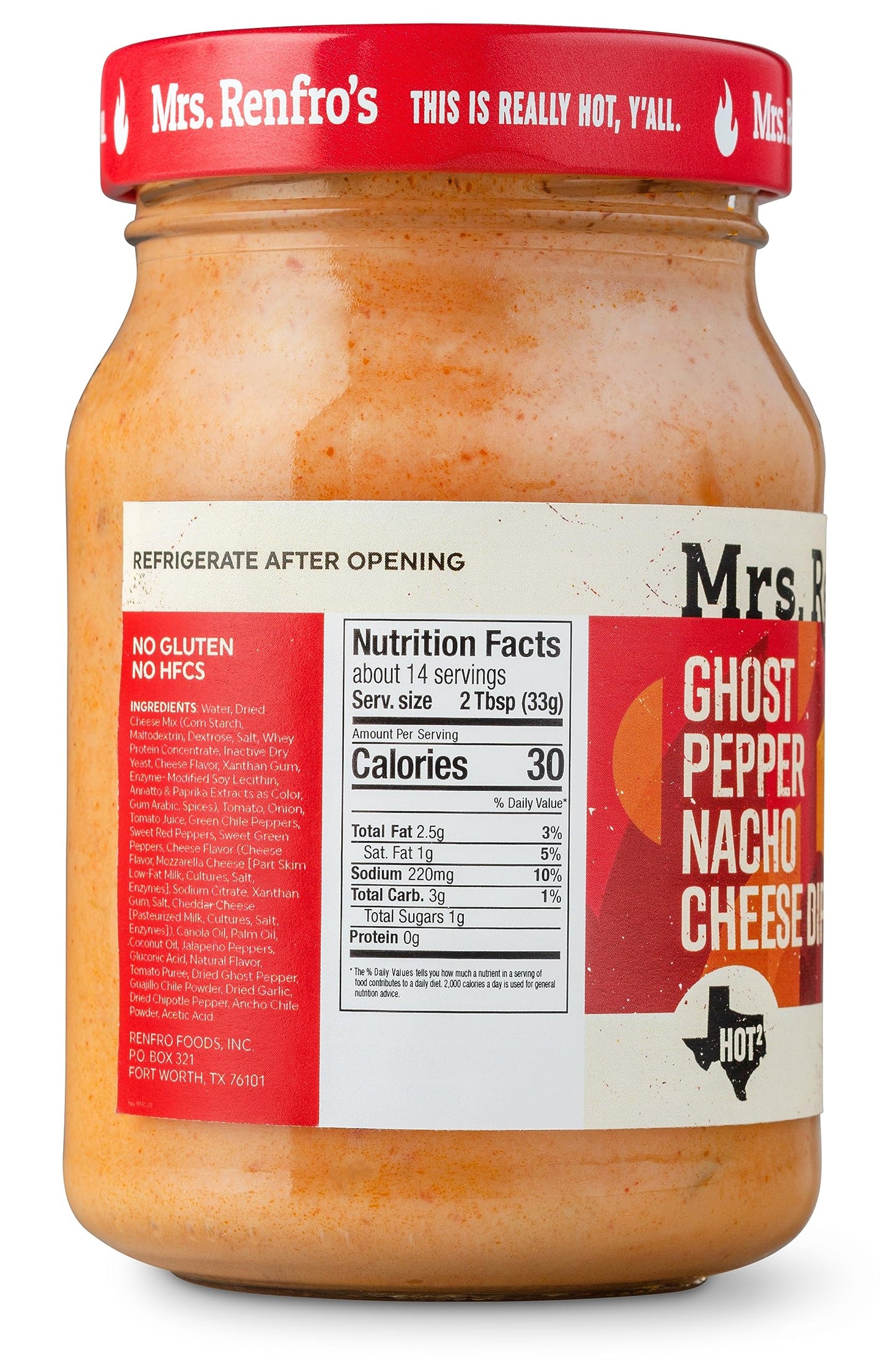Mrs. Renfros Ghost Pepper Nacho Cheese Dip - Gluten Free (16-oz. jars, 2-pack)