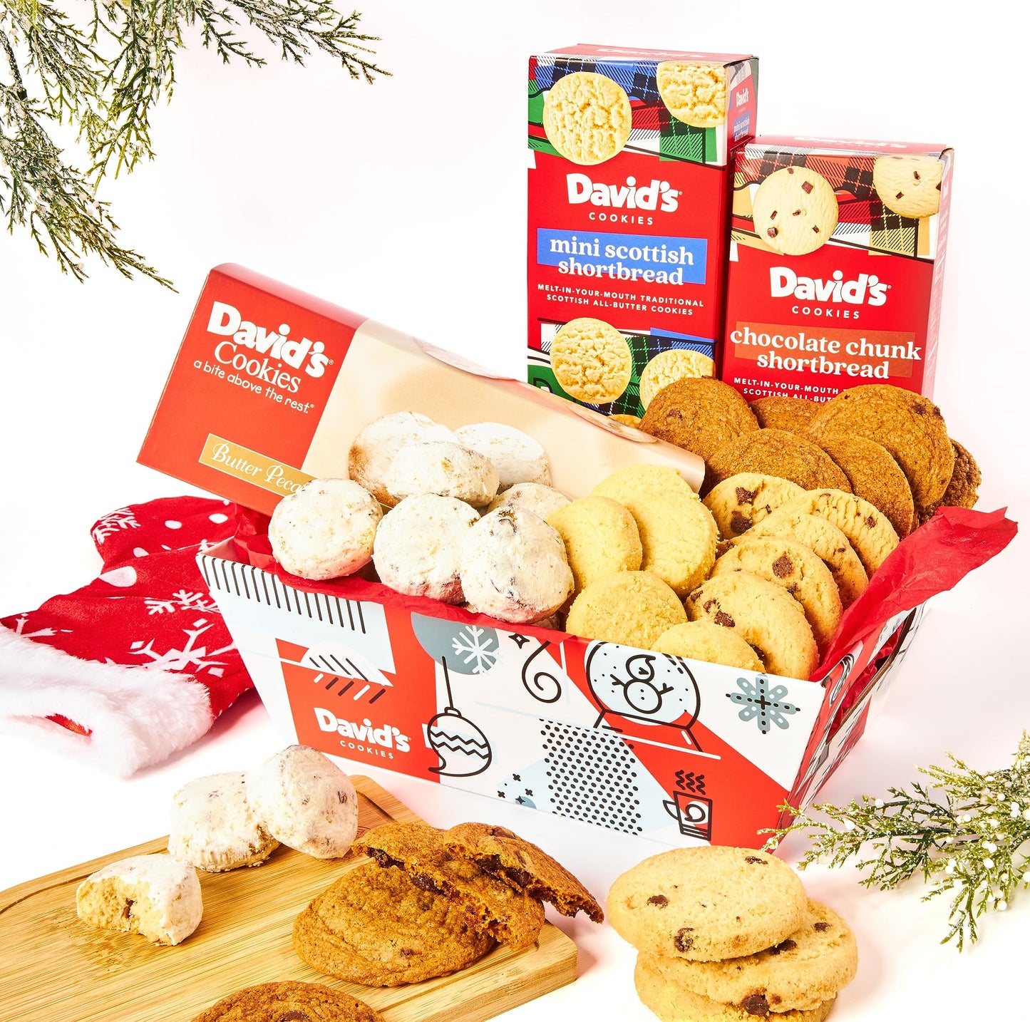 DAVIDS COOKIES Holiday Cookie Gift Basket - Assorted Gourmet Cookies, 3 Pounds