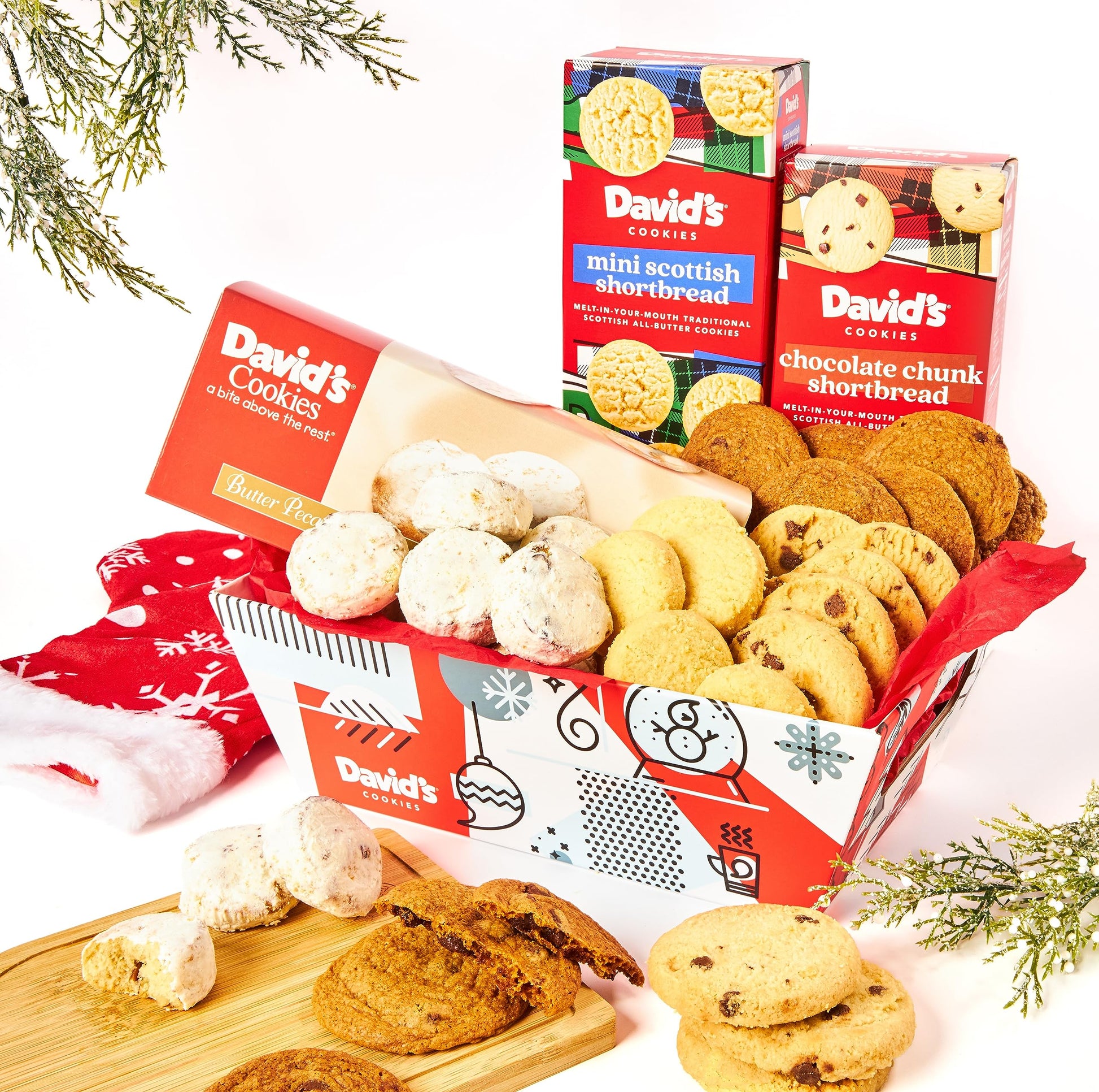 DAVIDS COOKIES Holiday Cookie Gift Basket - Assorted Gourmet Cookies, 3 Pounds