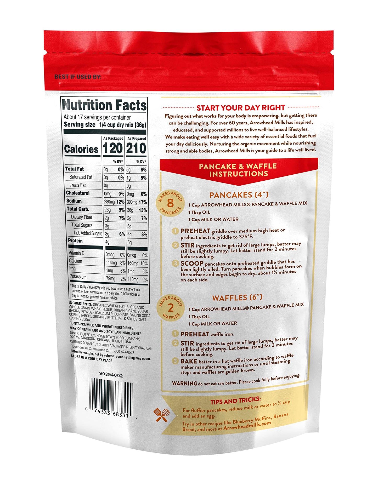 Arrowhead Mills Buttermilk Pancake & Waffle Mix, 22 Ounce (Pack Of 6)