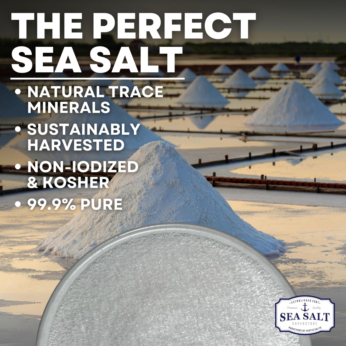 Sea Salt Superstore Fine Grain Sea Salt, Non-Iodized, 30 oz Bag