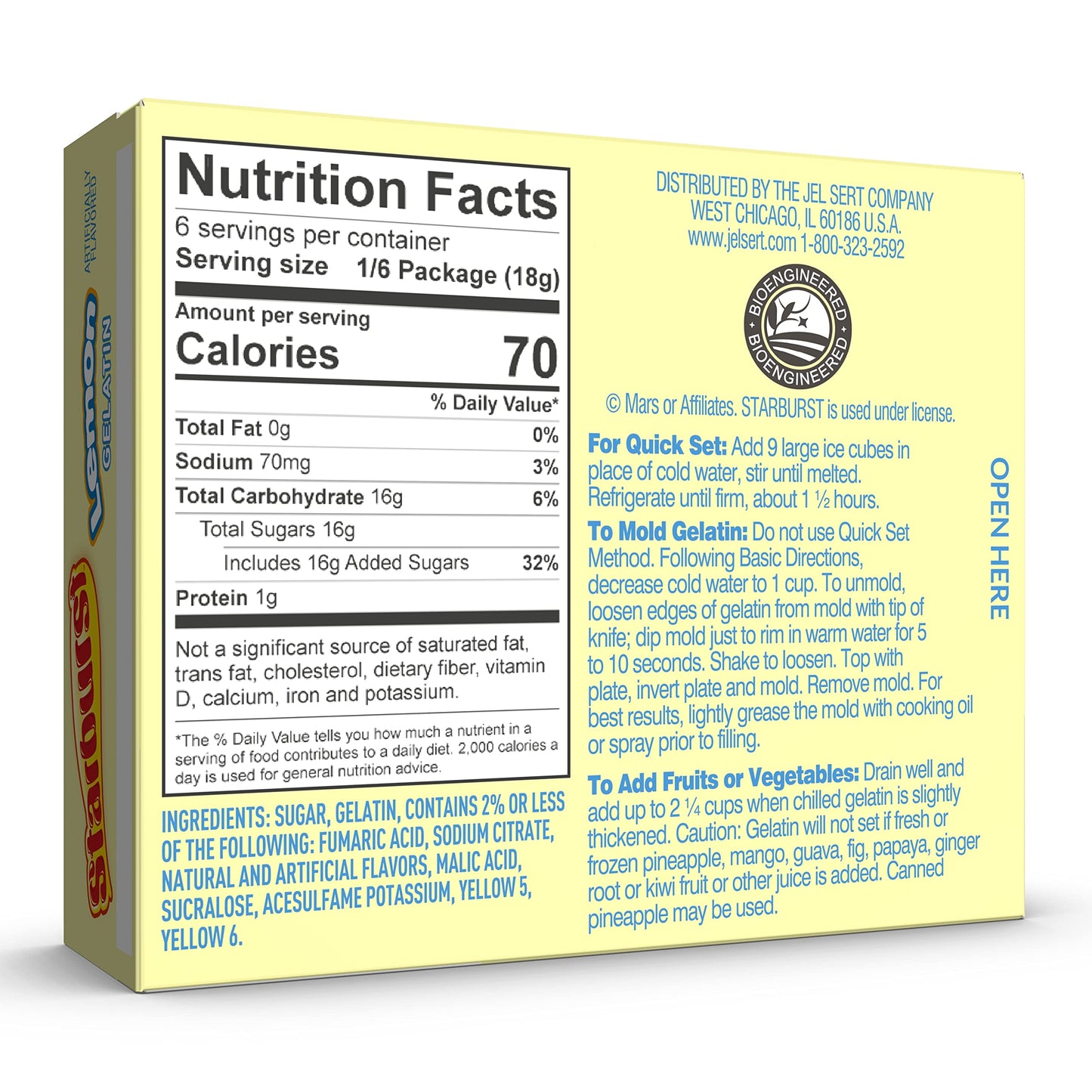 Starburst Gelatin - Lemon, 3.91 Ounce Box (Pack Of 12)