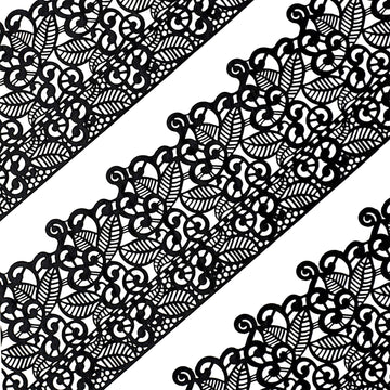 Funshowcase Large Pre-Made Ready To Use Edible Cake Lace Leaf Scroll Black 14-Inch 10-Piece Set