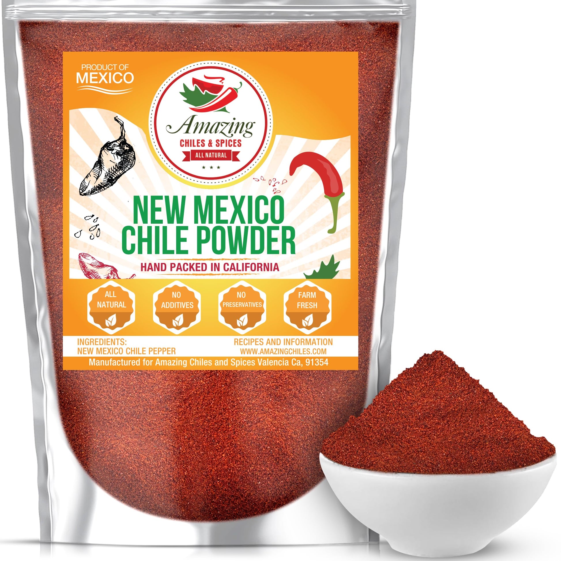 New Mexico Chili Powder (8Oz) - Natural And Top-Grade. Great For Stews  Soups  Meat Rubs  Salsa  Enchiladas And More. Moderate Heat. By Amazing Chiles & Spices.
