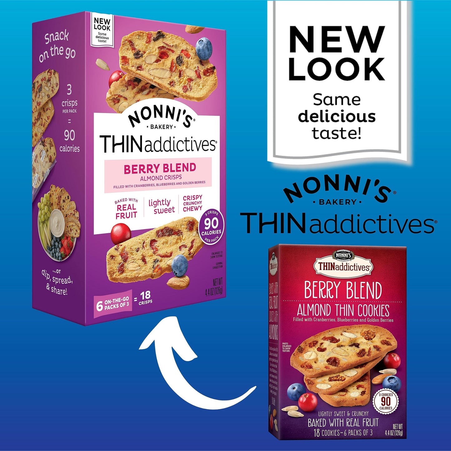 Nonni'S Thinaddictives Almond Thin Cookies - Berry Blend Almond Cookies - Almond Cookie Thins W/Cranberries Blueberries Goldenbe