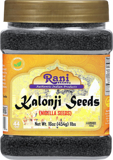 Rani Kalonji (Black Seed, Nigella Sativa, Black Cumin) Seeds 16oz (1lb) 454g PET Jar ~ All Natural | Gluten Friendly | NON-GMO |