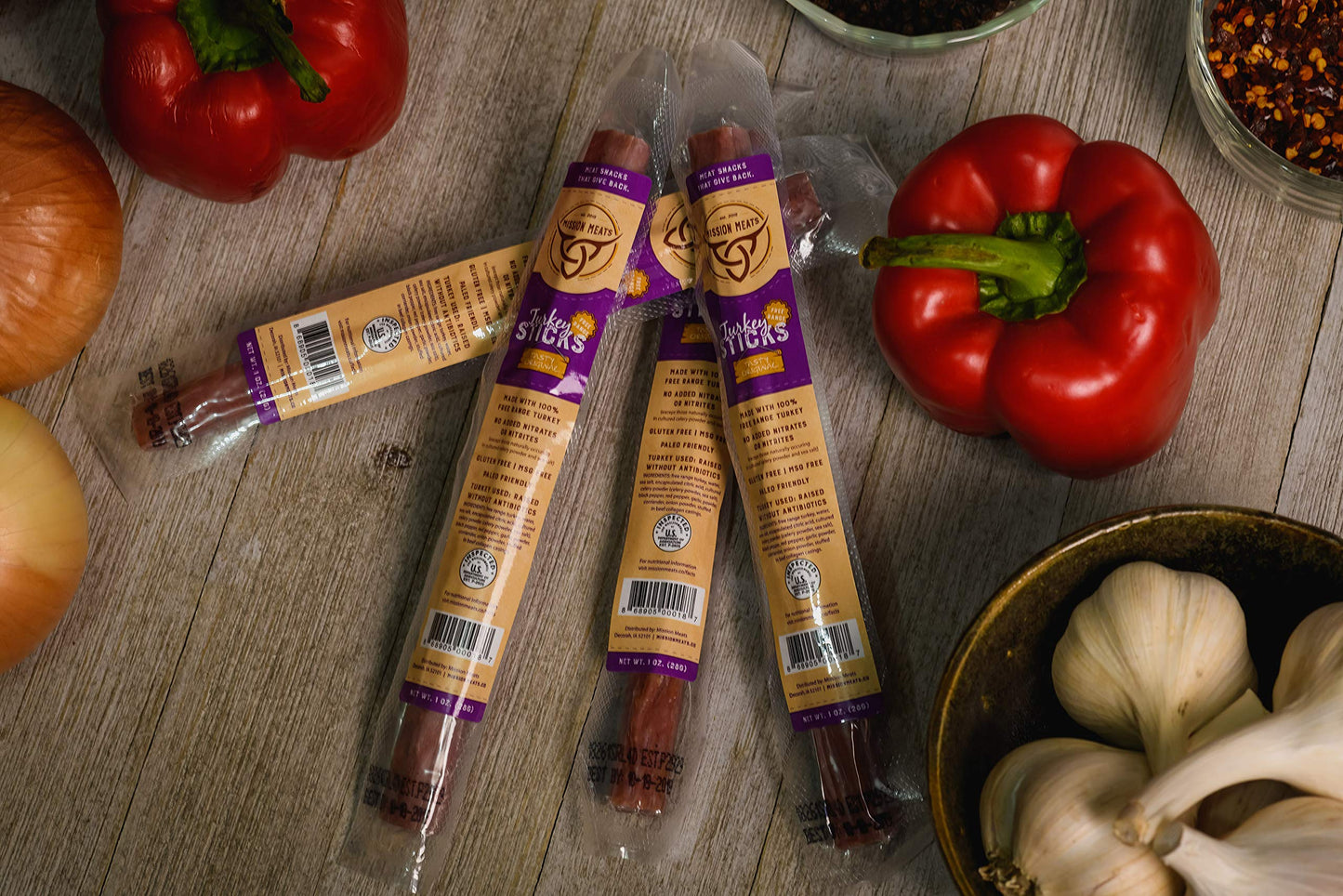 Mission Meats Turkey Sticks, 100% Free Range Turkey Jerky, Zero Sugar, Delicious Healthy Snacks, 9g Protein, Individually Wrappe
