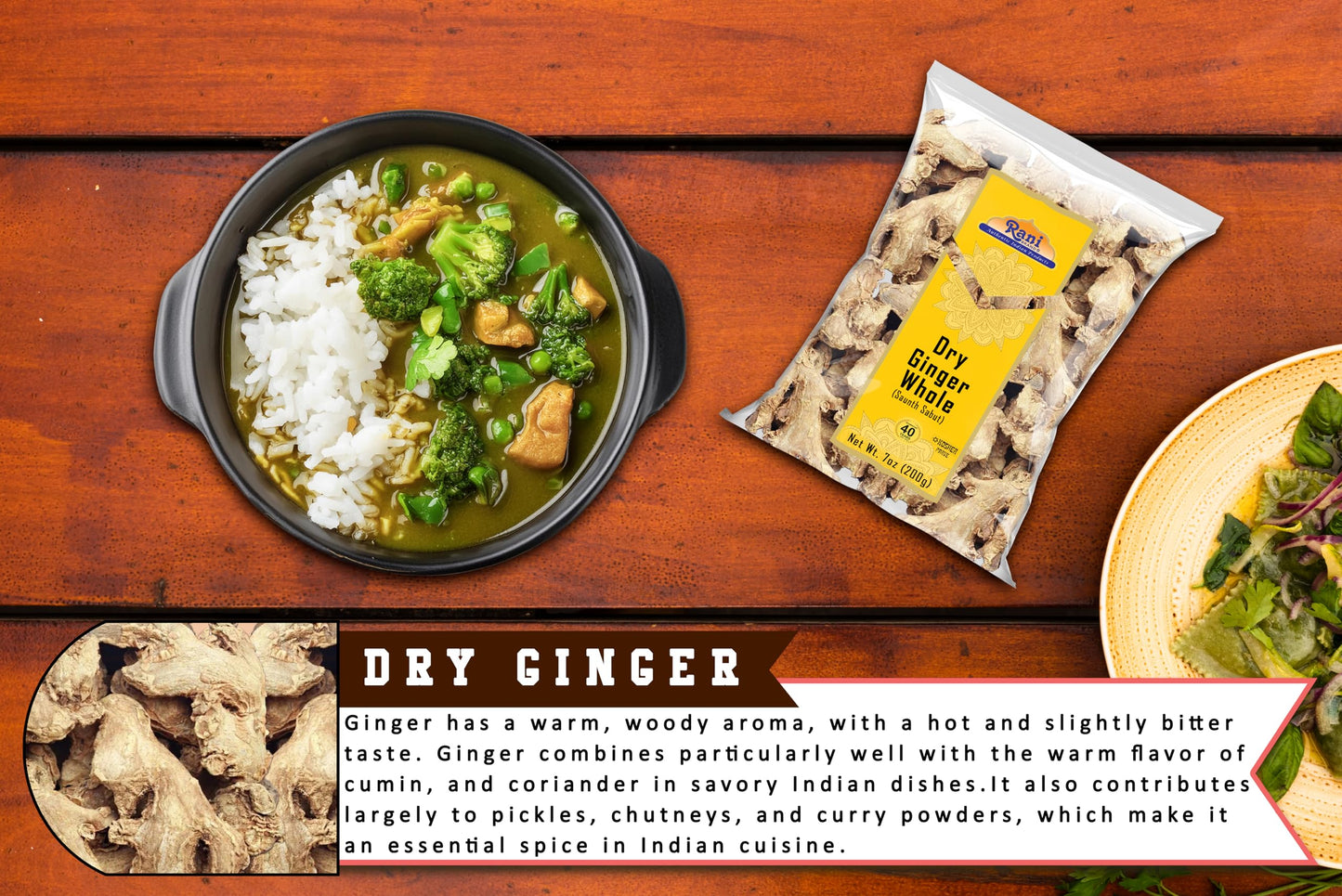 Rani Ginger (Adarak Sabut) Whole, Spice 7Oz (200G) ~ All Natural | Vegan | Gluten Friendly | Non-Gmo | Kosher | Indian Origin