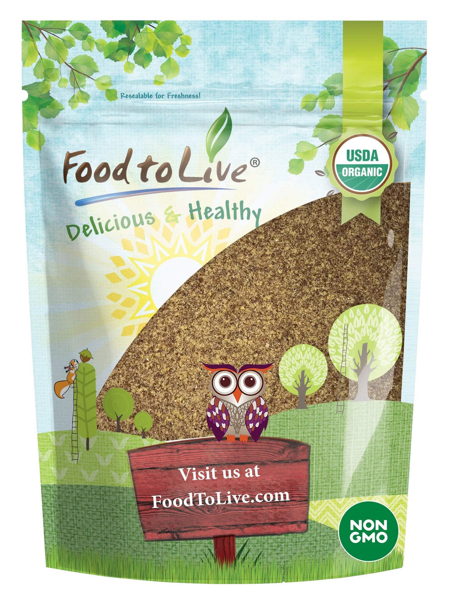 Food to Live Organic Brown Flaxseed Meal, 4 Pounds - Non-GMO, Kosher, Cold-Milled from Raw Whole Seeds, Pure Powder, Vegan Super