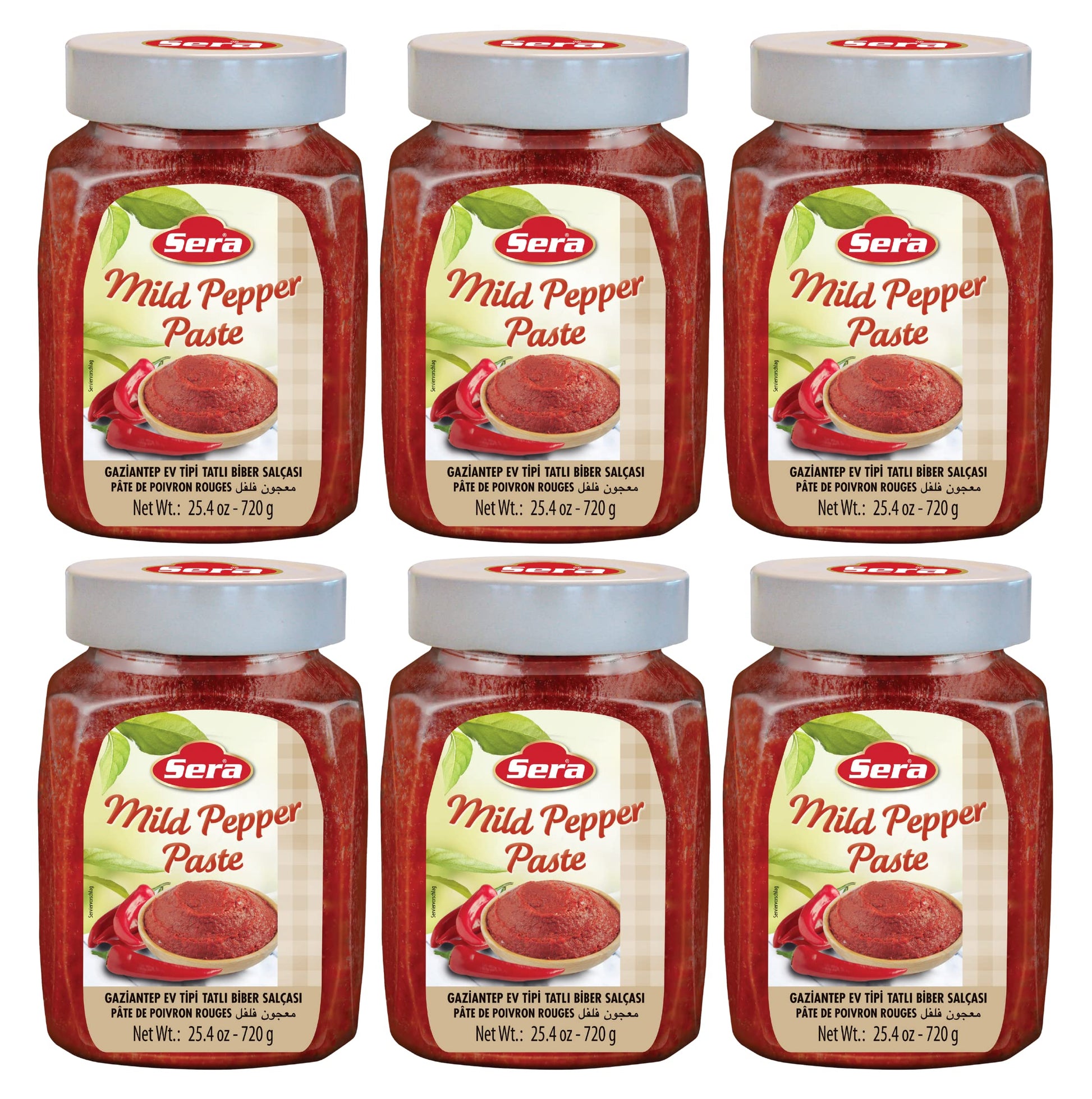 Sera Mild Pepper Paste 25.4 Oz Jar (6 PACK) | No Sugar | No Artificial Preservatives | Add a Unique, Peppery and Spicy Flavor to