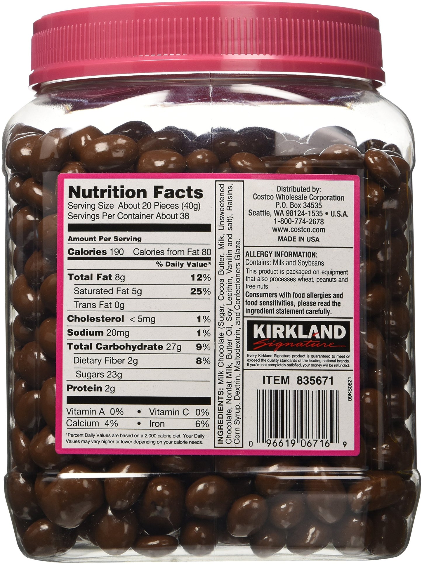 Kirkland Signature Milk Chocolate, Raisins, 54 Ounce X 2 (Pack Of 2)