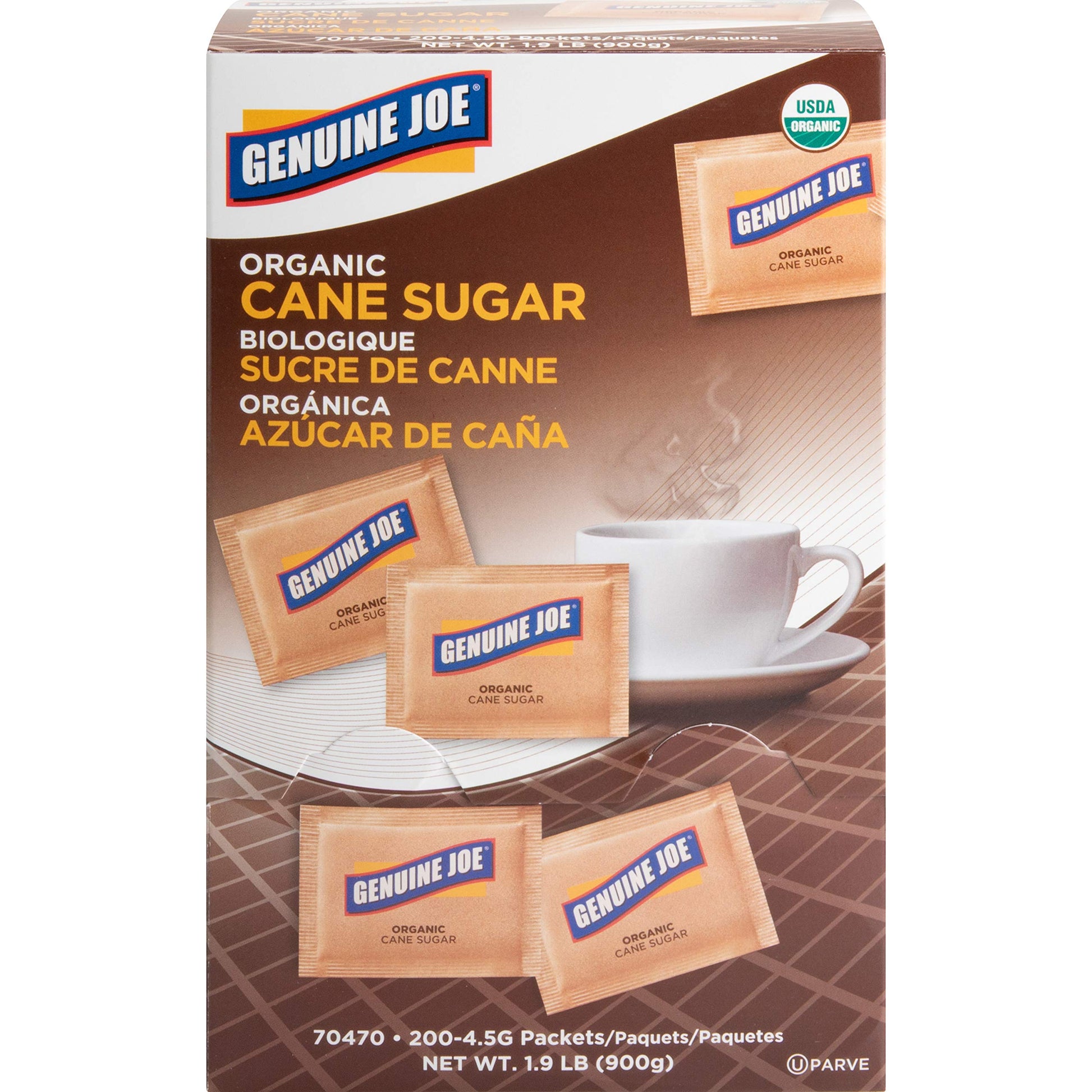 Genuine Joe-70470 Turbinado Natural Cane Sugar Packets - Brown