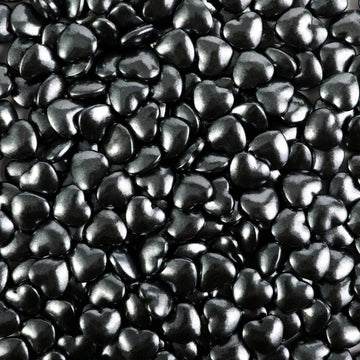 Kasvan Black Heart Shapes Sprinkles - Edible Candy Pearls 130G/4.58 Oz, Mix Size, Baking Cake Decorations, Ice Cream Toppings An
