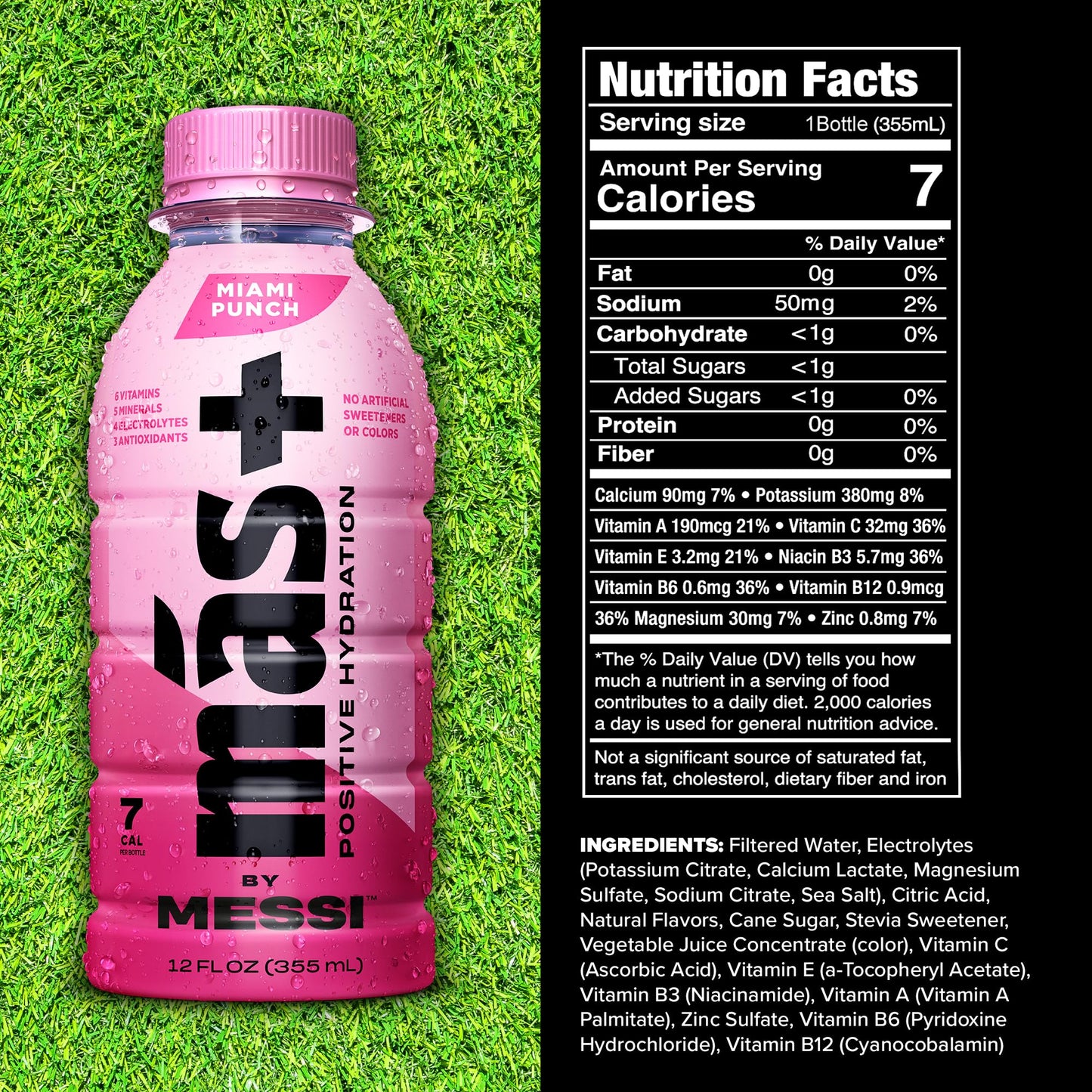 Más+ by Messi Sports Drink, Natural Flavors with Vitamins & Electrolytes, 12 Fl Oz, 12-Pack, No Artificial Sweeteners or Colors