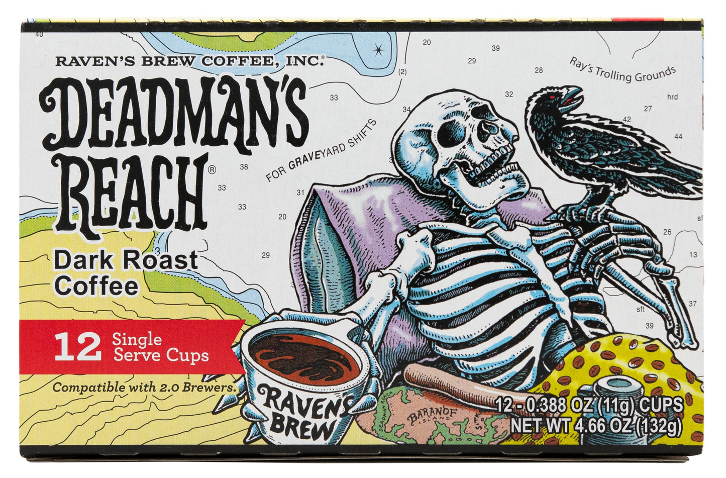 Ravens Brew Coffee Dark Roast K-Cup Pods - High Caffeine, 12 Count