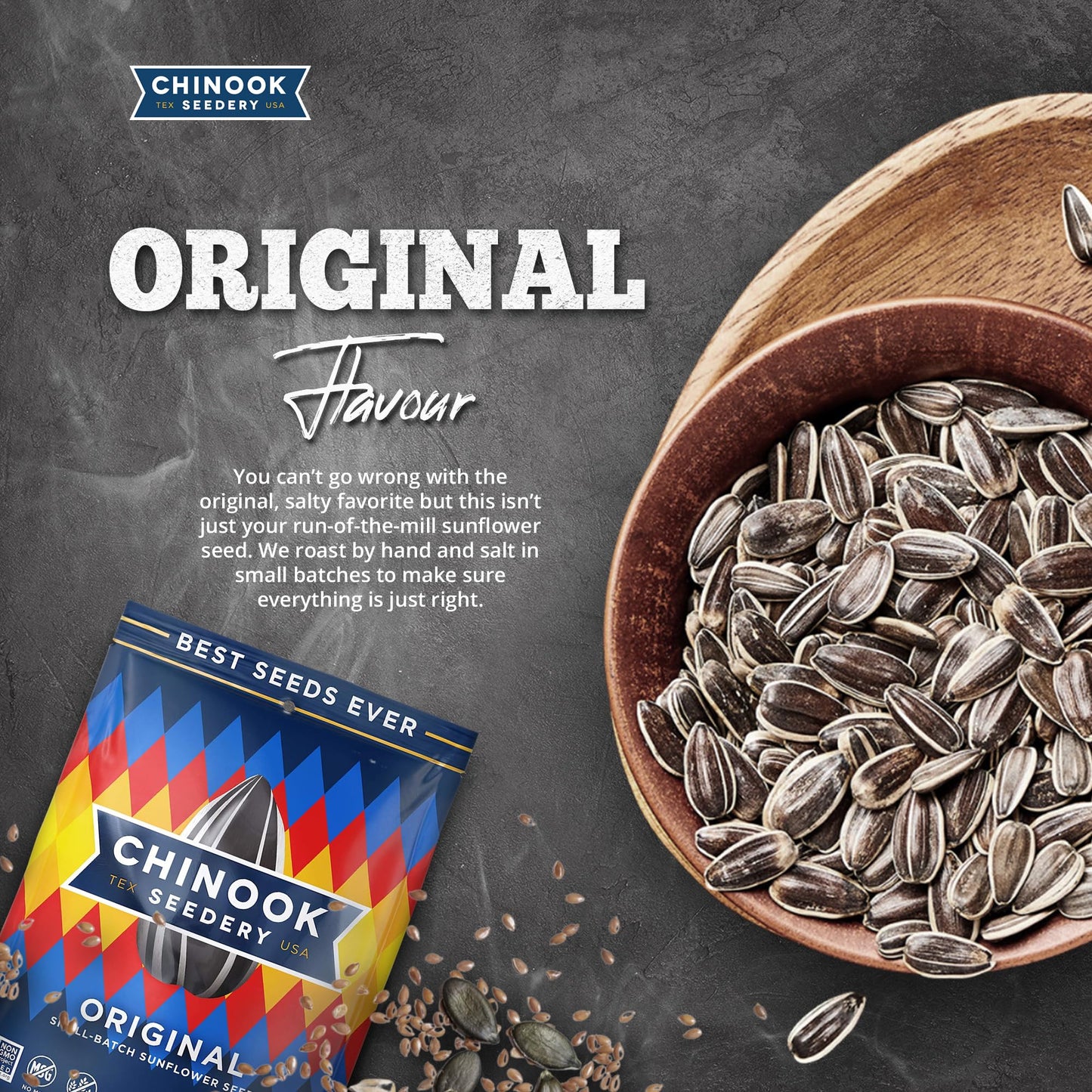 Chinook Seedery Roasted Sunflower Seeds - Keto Snack - Gluten Free, Non-GMO - 4 oz (Pack of 3) - Original Flavor