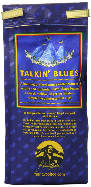 Marley Coffee Talkin Blues, Jamaica Blue Mountain Naturally Grown Ground Coffee, 8-Ounce Bag