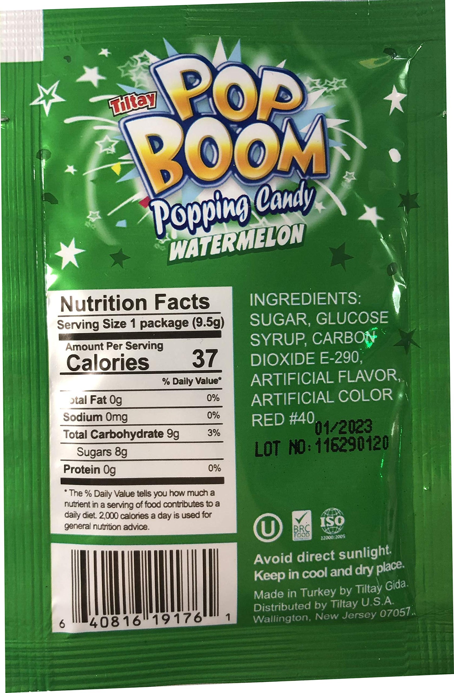 Tiltay Pop Boom Popping Candy - 4 Flavor Assortment, Strawberry, Cherry Cola, Green Apple, Blue Raspberry (32 Pack)
