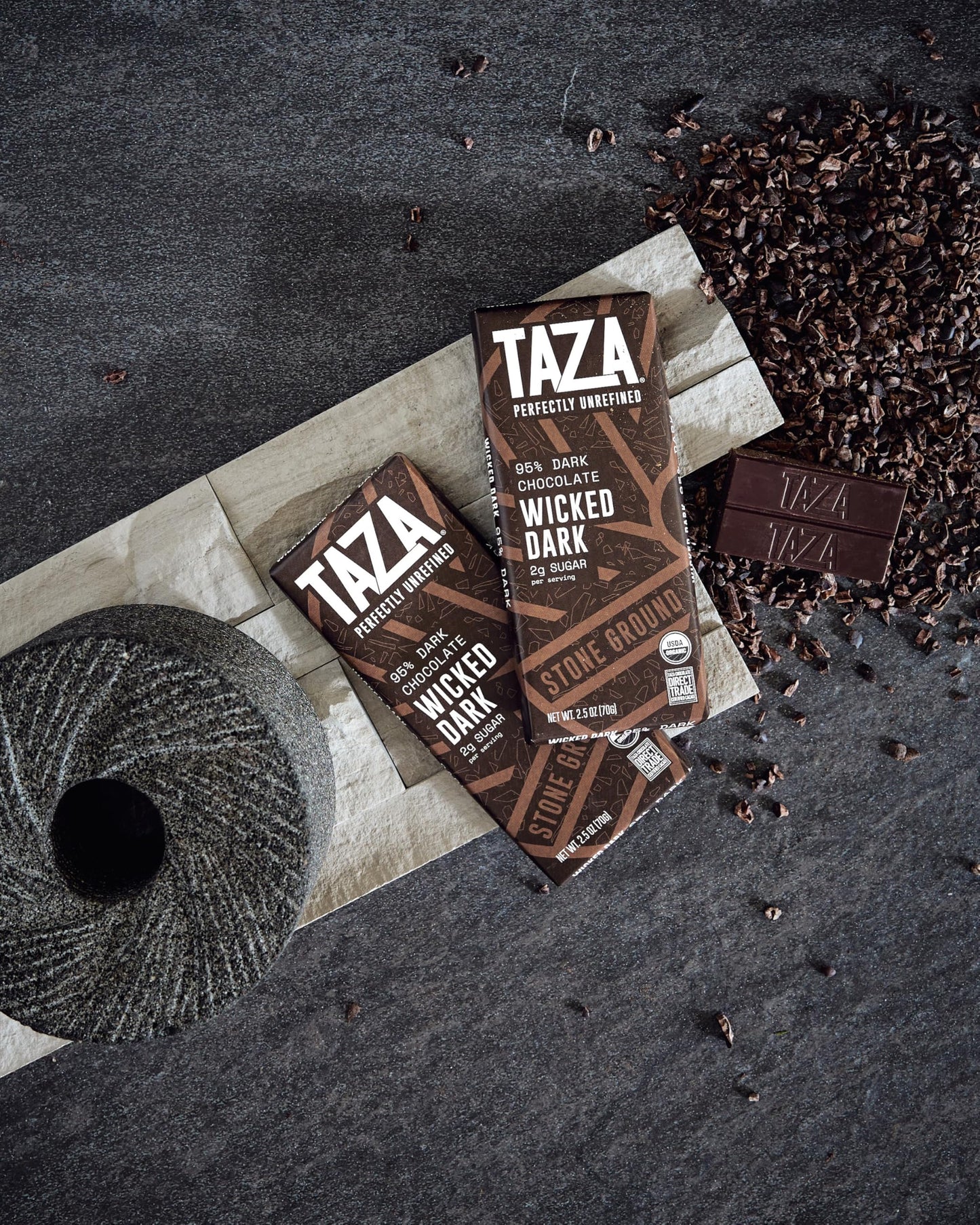 Taza Chocolate Organic Wicked Dark 95% Dark Bar Variety Pack, Vegan, 2.5 oz (4 count)