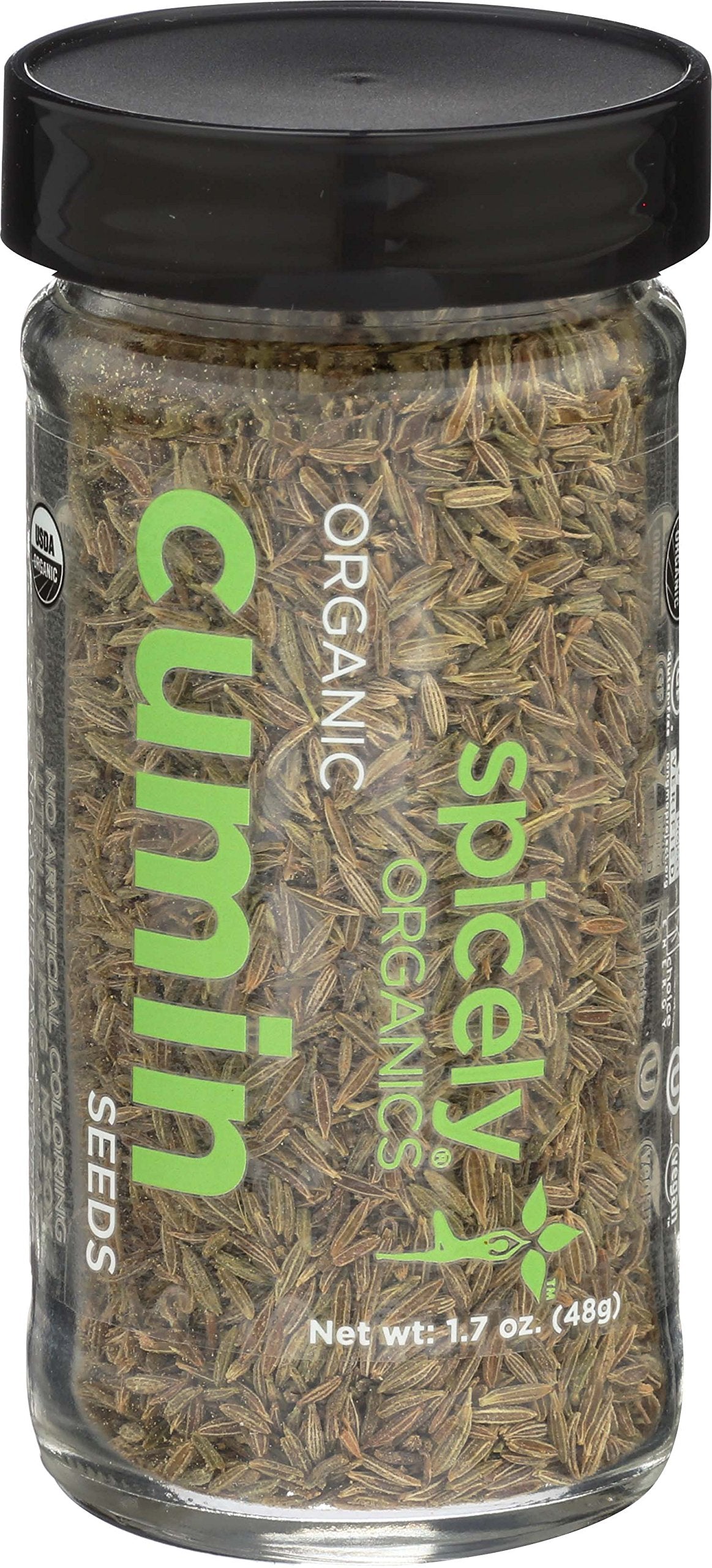Spicely Organic Cumin Seeds Whole 1.70 Ounce Jar Certified Gluten Free