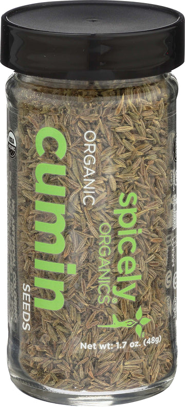 Spicely Organic Cumin Seeds Whole 1.70 Ounce Jar Certified Gluten Free
