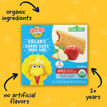 Earths Best Organic Sunny Days Snack Bars For Toddlers 2 Years Old And Up, Apple Flavored With Other Natural Flavors, 7 Ct
