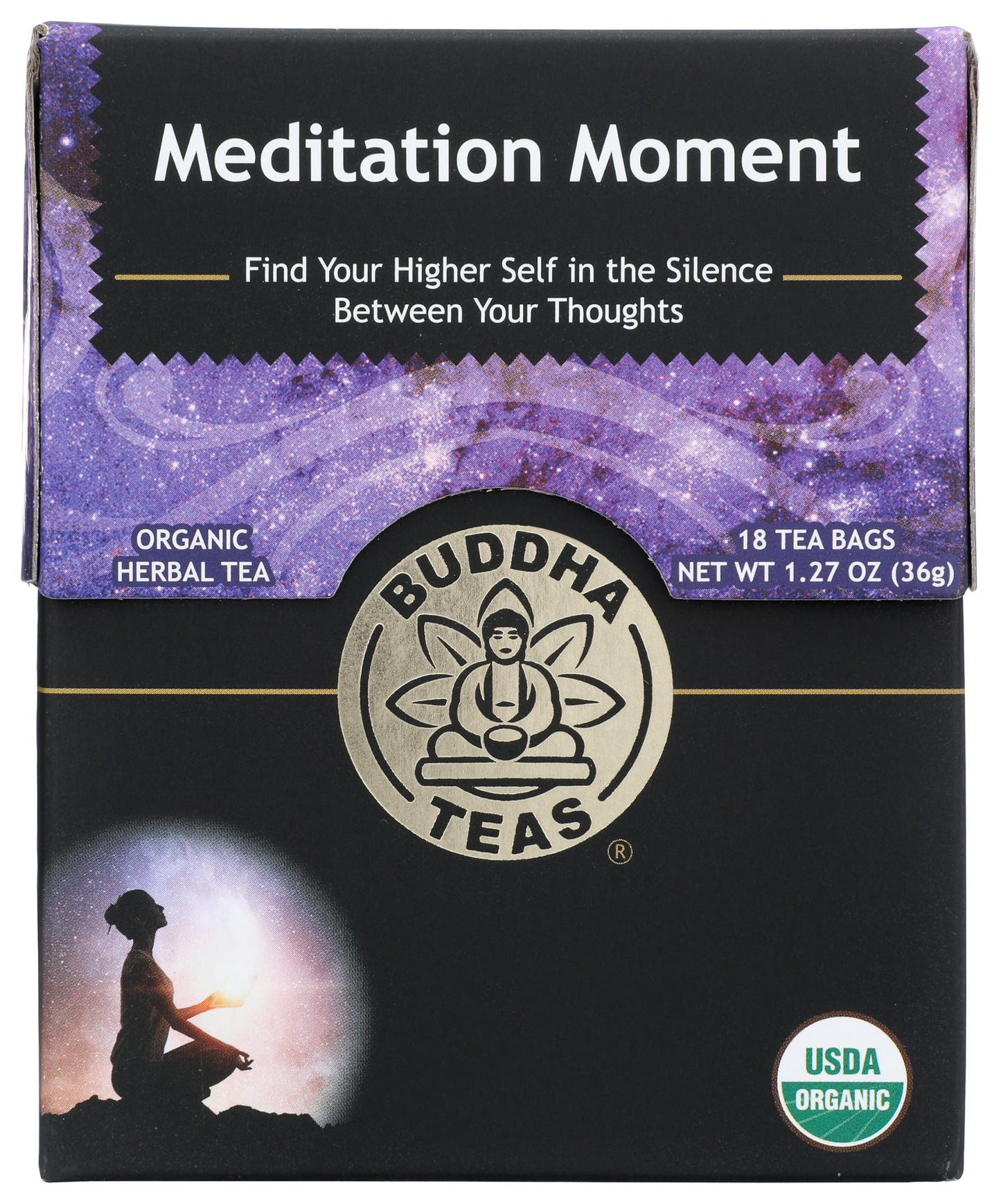 Buddha Teas Organic Herbal Tea - Meditation Moment - Caffeine Free - 18 Count - OU Kosher & Non-GMO